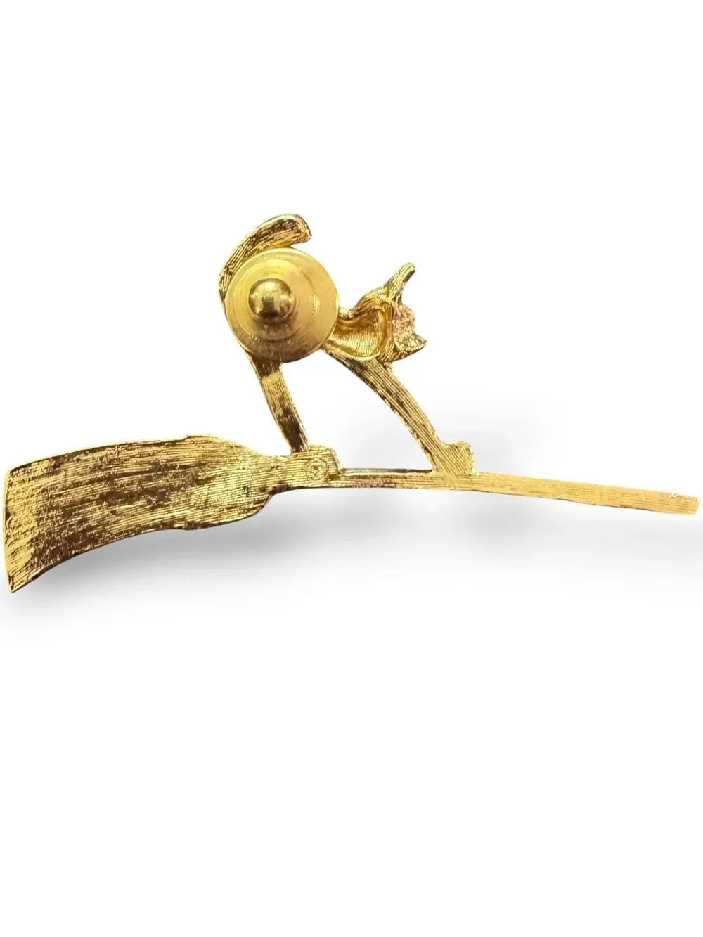 Vintage Avon Gold Cat on Broomstick Brooch Pin